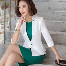 Модная женская одежда костюмы для Для женщин Бизнес костюмы Белый пиджак и куртка комплекты Повседневная обувь офисный униформенный стиль