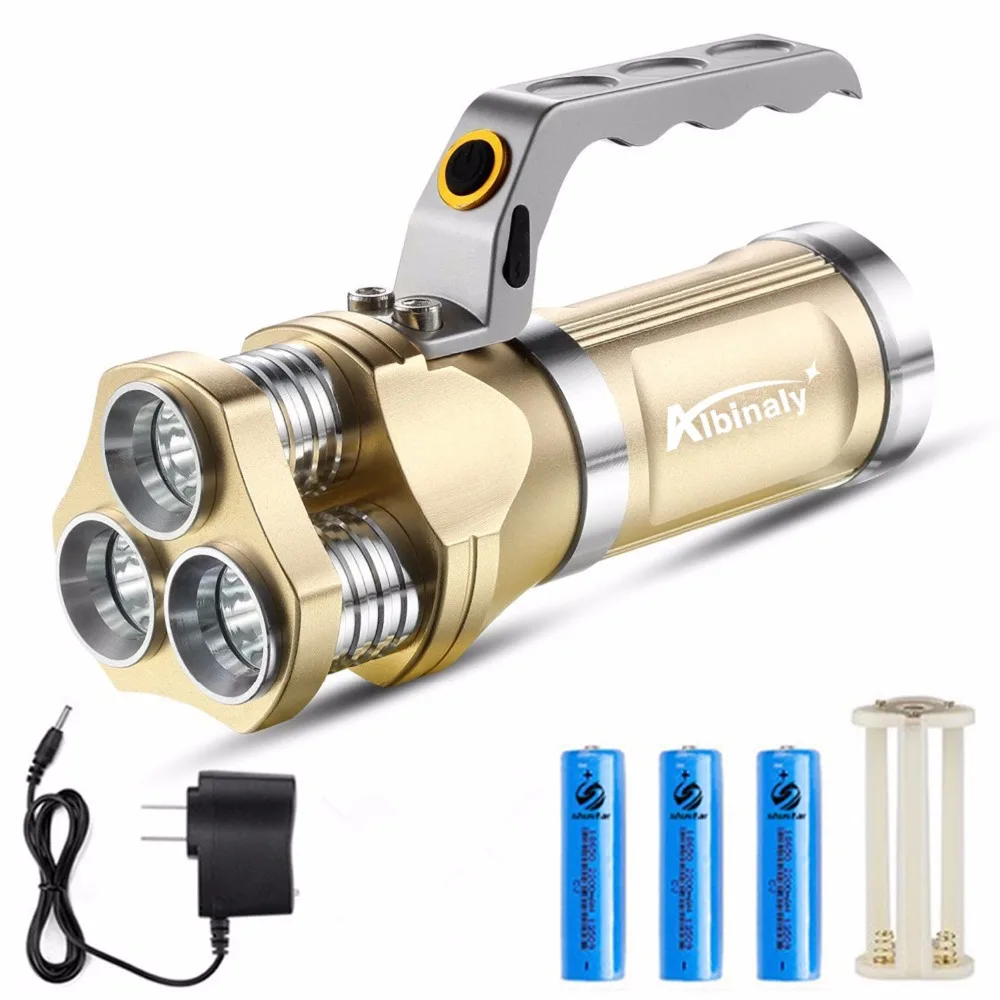 

Super bright LED flashlight Outdoor Camping High Power CREE XML-T6 12000 Lumens Remote Searchlight with AC Charger
