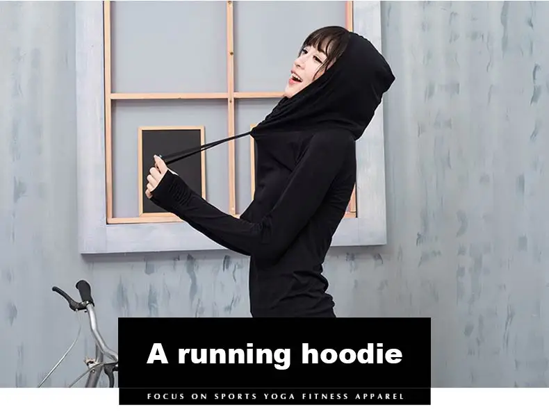 1 (1)Women Hooded Running Jacket Long Sleeve Sweatshirt Ladies Yoga Sports  Jacket Fitness Gym Quick Dry Shirts 