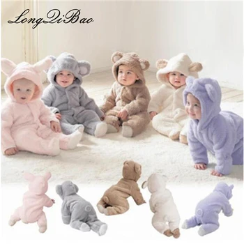 

Newborn baby romper Winter costume baby boys clothes Coral Fleece warm baby girls clothing Animal Overall baby rompers jumpsuit