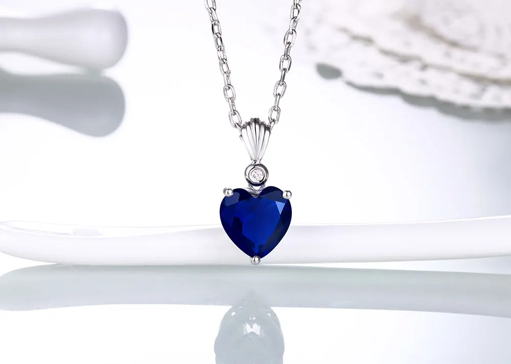 DOUBLE-R 925 пробы серебро изумруд ожерелье Сапфир кулон рубин ювелирные изделия Сердце ожерелье s & Подвески для женщин серебро 925