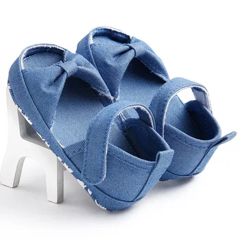 

Newborn summer blue simple soft bottom bow first walker cute infant baby girl shoes princess children's shoes