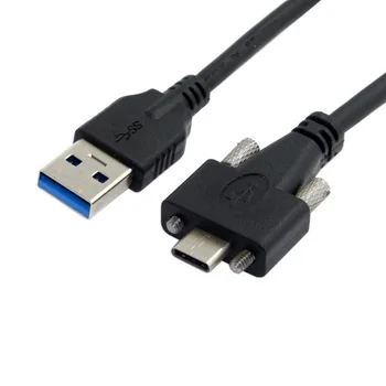 

5Gbps USB 3.0 To USB 3.1 Type-C Cable With Screws Locking Connector 1.2m 4ft USB-c have lock Screw Space between 15mm