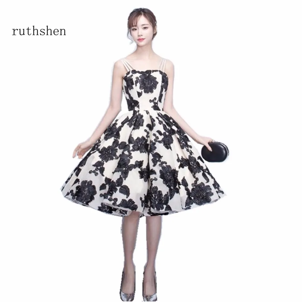 

ruthshen Real Photos In Stock Cocktail Party Dresses A Line Spaghetti Straps Short Prom Dress Pattern Prints For Special Occasio