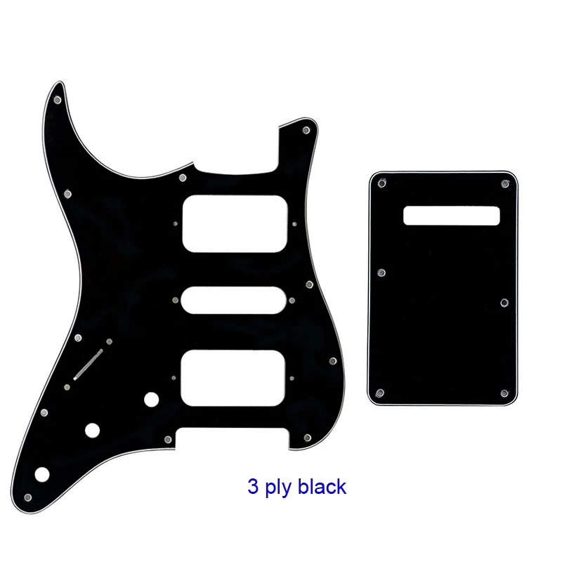 3 ply black Pleroo гитарные аксессуары для левшей накладки с задней пластиной для Fender Stratocaster standard ST HSH гитарные царапины пластины - Цвет: 3 ply black