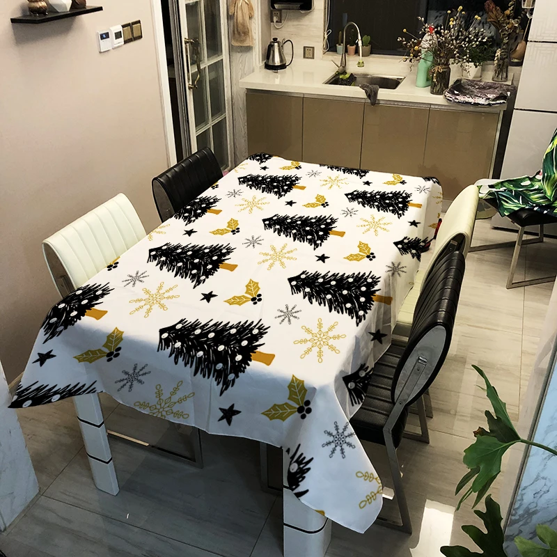 

Christmas tree Tablecloth Creative Colorful Pattern Polyester Comfortable Waterproof Table Cloth Cover for Home