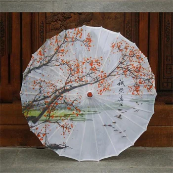 

oein Olied Paper Umbrella Rain Women Small Handmade Long handle Windproof Bamboo 24 Ribs Chinese Umbrella Japanese
