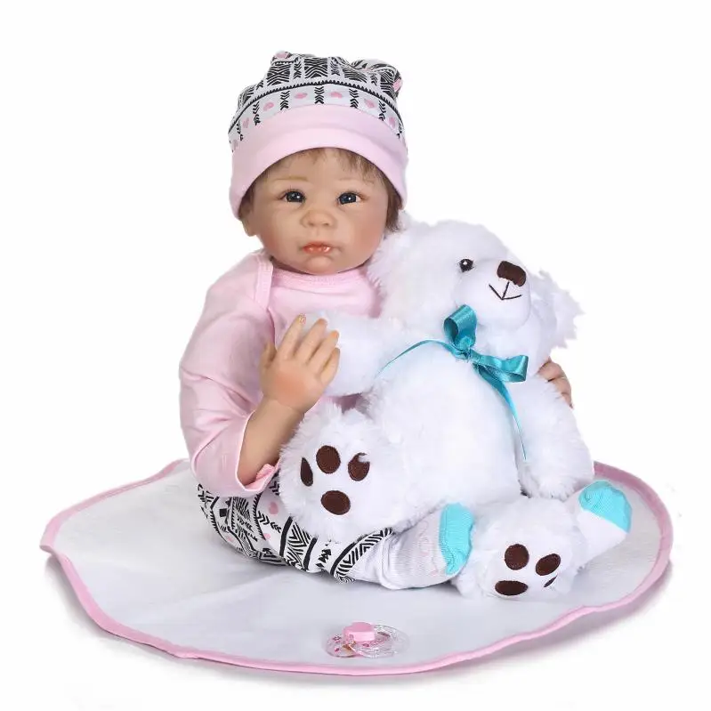 Bebe reborn 55 см Силиконовая Кукла игрушка для новорожденных девочек кукла принцессы