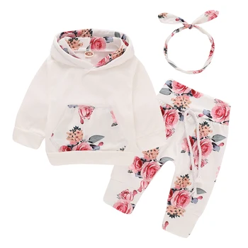 

My First Christmas Baby Girl Clothes 2020 Autumn 3Piece Hoodies+Pants+Headband Kids Clothes Set Toddler Girl Fall Clothing D30