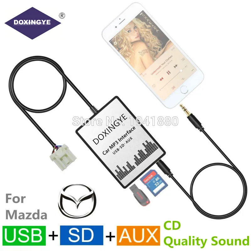 DOXINGYE USB SD AUX Автомобильный MP3 музыкальный радио цифровой cd-чейнджер адаптер для Mazda 2/3/5/6/CX7/MX5/MPV/Miata/Tribute/RX8 интерфейс