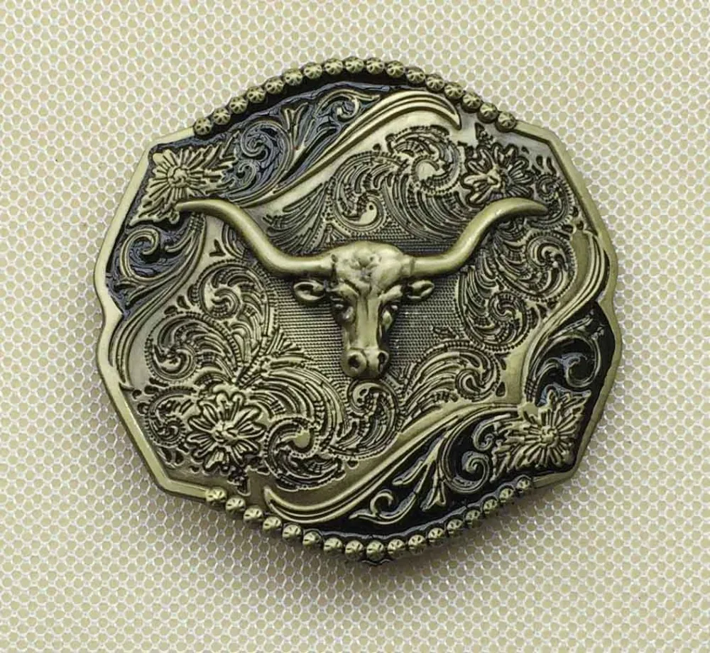 

Western Long Horn Bull Floral Flower Cowboy Cowgirl Belt Buckle SW-BY580 suitable for 4cm wideth belt with continous stock