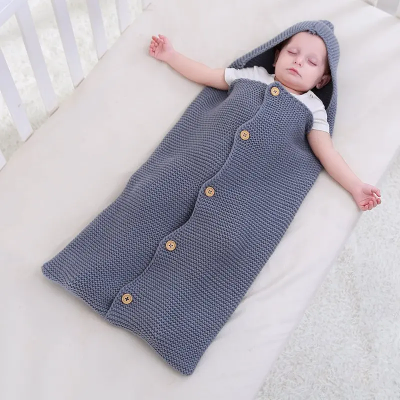 Для маленьких мальчиков Обувь для девочек зимние однотонные Одеяло спальный мешок Пряжа новорожденных swadding
