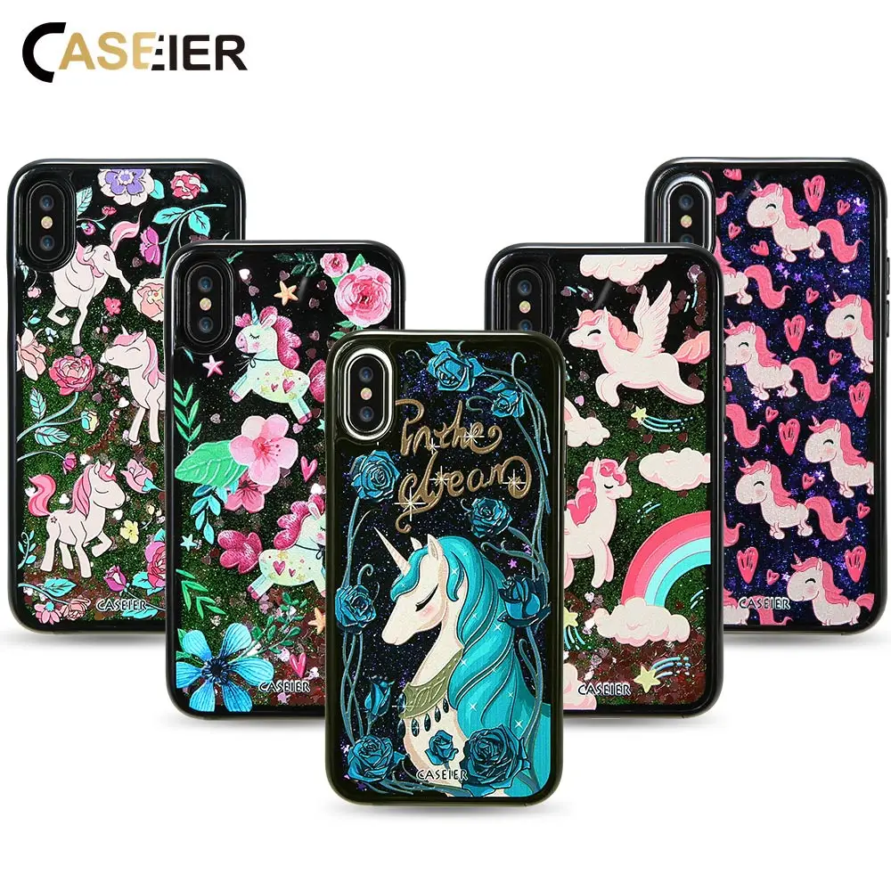 

CASEIER Quicksand Phone Case For iPhone X 8 7 6 Plus Cover Bling Glitter Sand Girly Cases For iPhone 7 6S 6 3D Liquid Shell Case