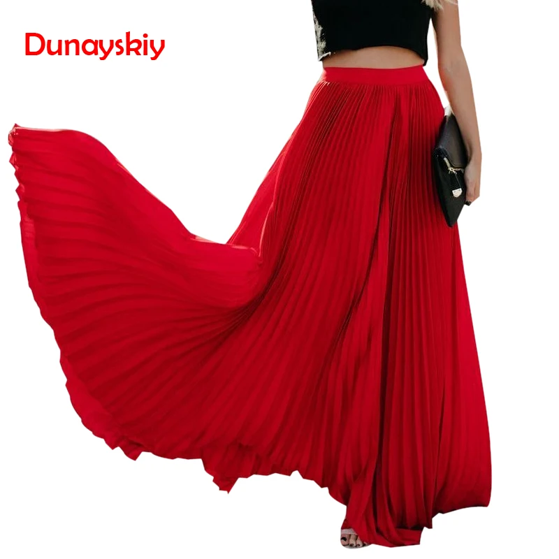 

Pleated Elegant Elegant Long Skirts for Women Evening Party Beach Boho Beach Skirts Pure Color Streetwear Ball Gown Floor-Length