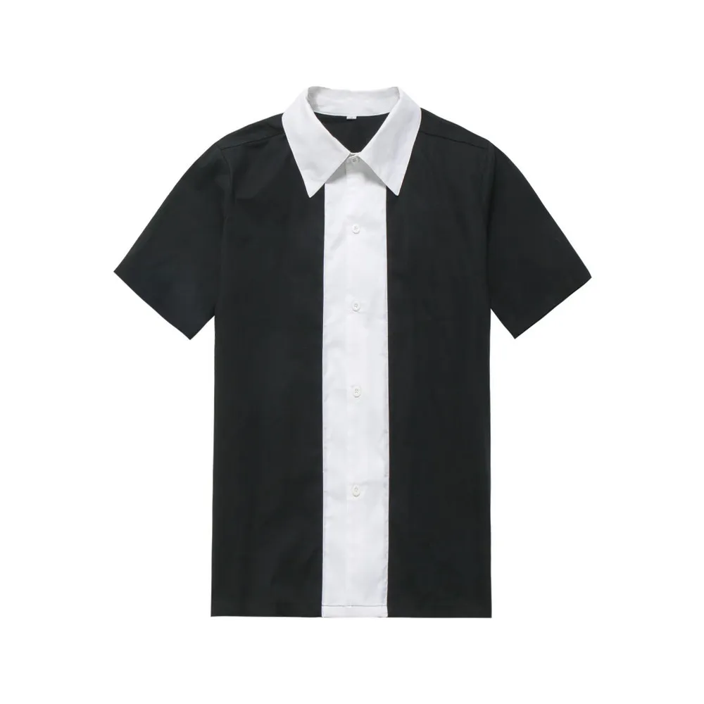 Wholesale Clothing Rockabilly Men Clothing Black White Color Vintage Shirt Man's Retro Inspired 60's Work Clothes