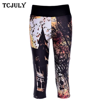 

TCJULY Fashion Print Capris Pants For Women Summer High Waist Skinny Push Up Cropped Trousers Breathable Quick Dry Stretch Pants
