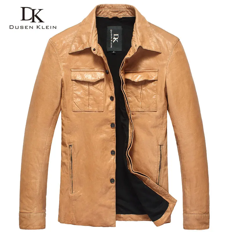 Мужская кожаная куртка из овчины, Мужская мотоциклетная куртка с карманами, модели кожаных курток в стиле ретро, B0102
