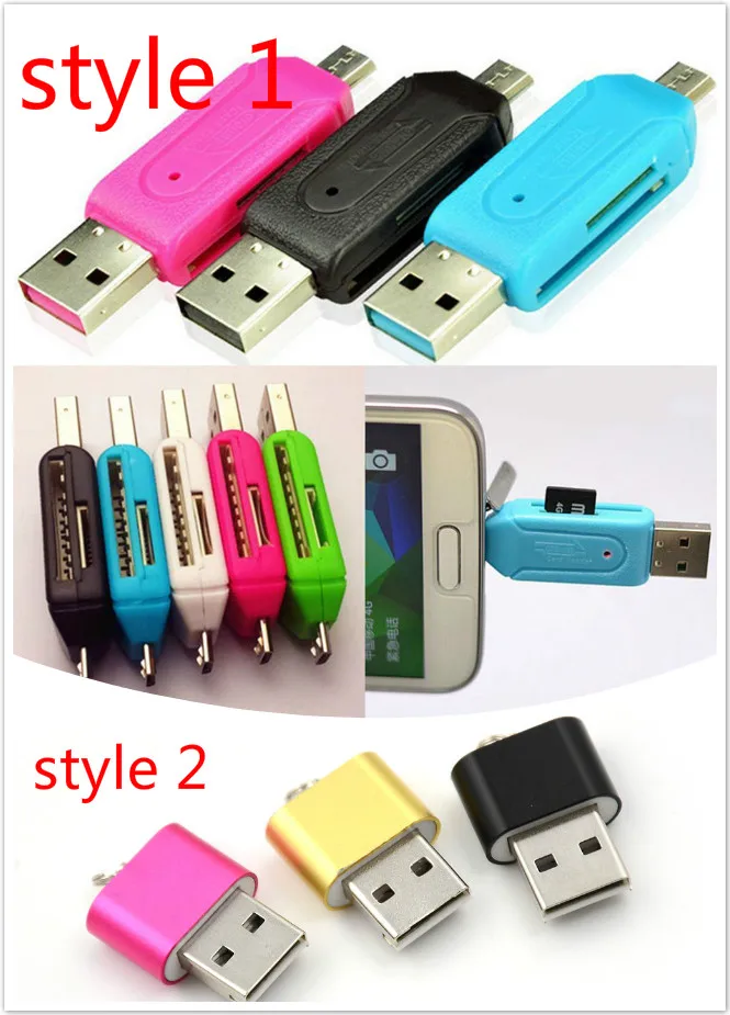 2 styles Universal USB TF/SD Card Reader Phone Extension Headers Micro OTG SD Adapter for Android PC | Компьютеры и офис