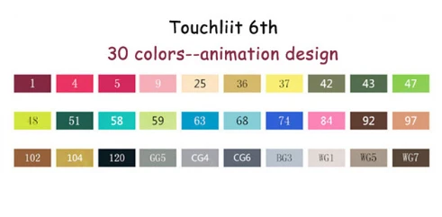 Touchliit 30/40/60/80 Цвета c чернилами на спиртовой основе художественный эскиз манга Твин Маркеры - Цвет: 30 animation design