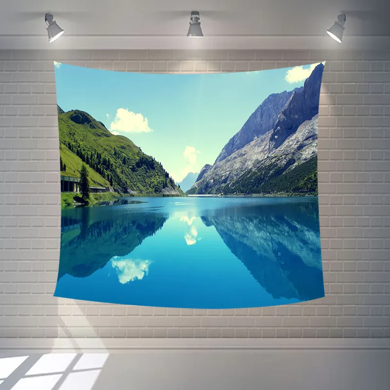 3D пейзаж Картина настенный гобелен освещение снег горный водопад стиль гобелен гостиная спальня индивидуальный Декор