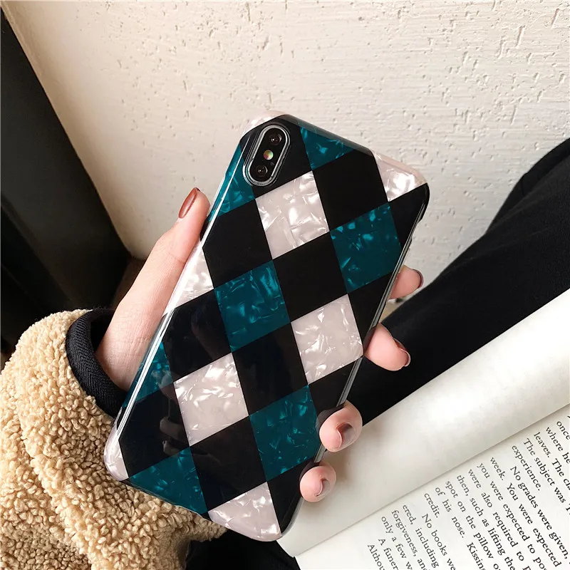 

Glossy Soft TPU Coque for Iphone X Case Geometric Conch Shell Patterned Cases for Iphone 6/6 Plus 7 8 Plus Xr Xs Max Case Cover