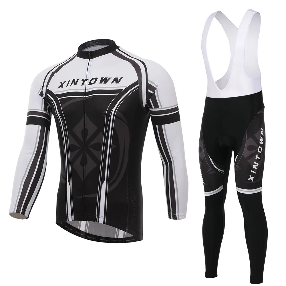 XINTOWN Men Bib Jersey Long Sleeve Cycling Wear Clothes Bicycle Cycling