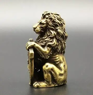 20MM Collect Curio Chinese Bronze Lovable Animal Lion Small Seal Signet Statue 