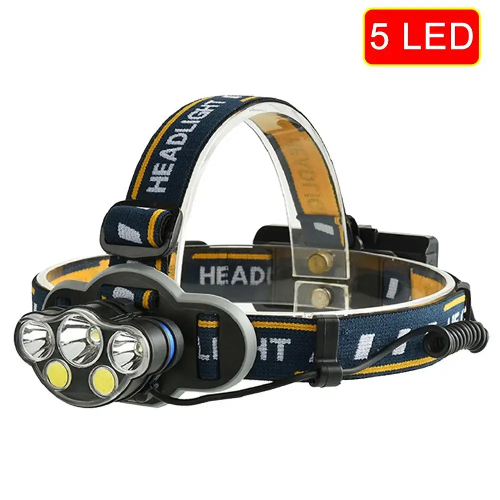 5 LED Ультра яркий T6+ XPE+ COB налобный фонарь 18650 батарея охотничий фонарь - Испускаемый цвет: 5 LED