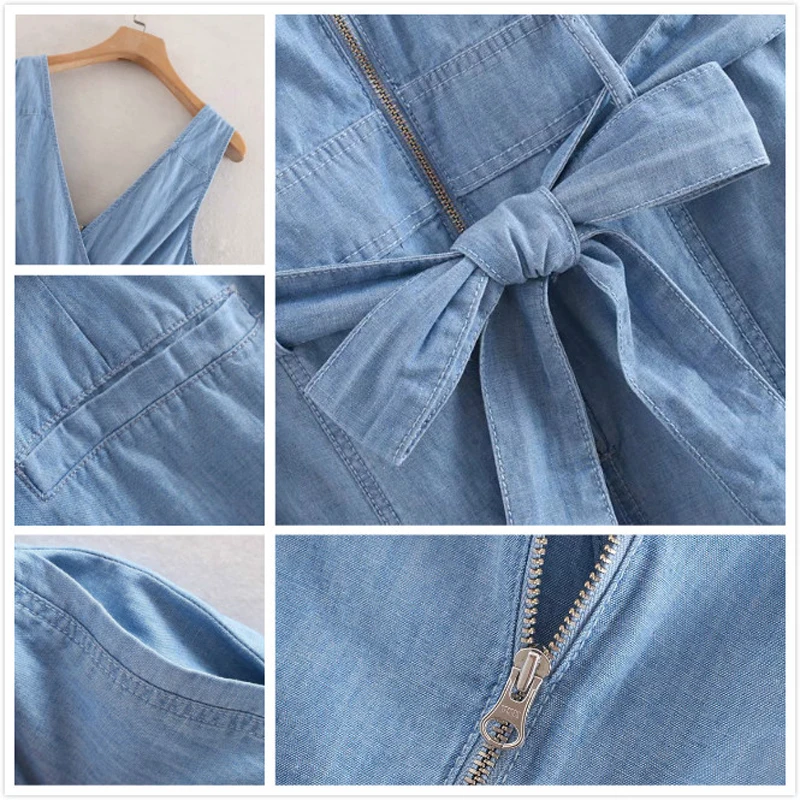 2019 Sexy Sleeveless Tank Jeans Rompers Women Jumpsuits Summer Sashes V Neck Full Length Straight Denim Playsuit Overalls Mujer 2019 Sexy Sleeveless Tank Jeans Rompers Women Jumpsuits Summer Sashes V Neck Full Length Straight Denim Playsuit Overalls Mujer