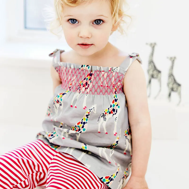 Girls Giraffe Printed Woven Quality Suspender Sets