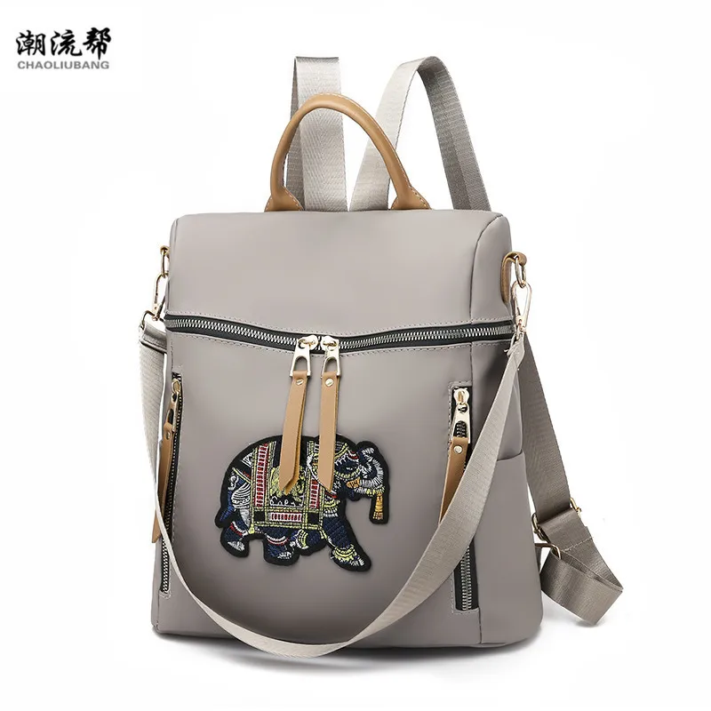 2018 Fashion Nylon Backpack Women Embroidered Waterproof Travel