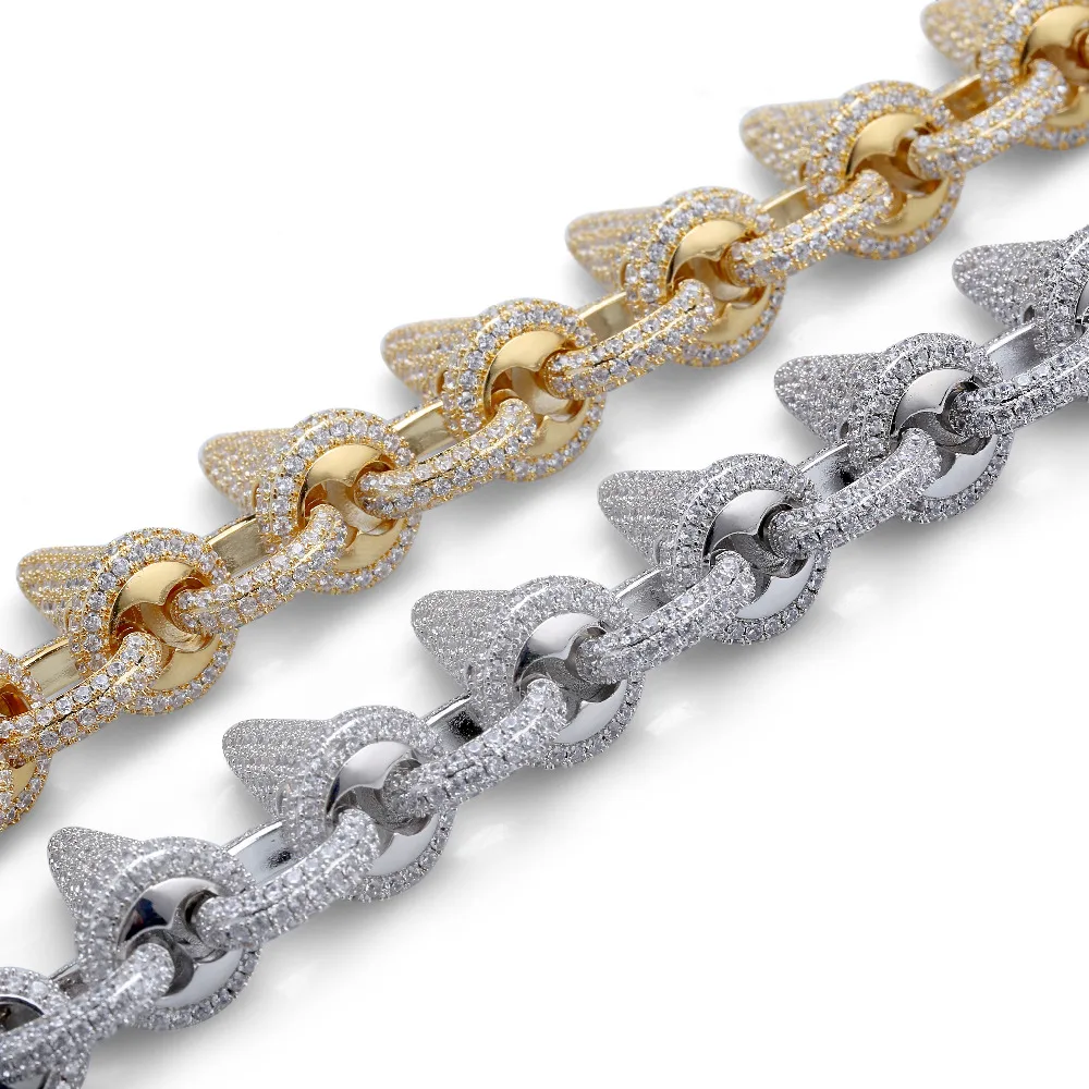 Ceny Luksusowa moda punk Rock Iced Out nit kolce mankiet bransoletki bransoletki Bling Cubic cyrkon Hip Hop złoto srebro prezenty dla mężcz...