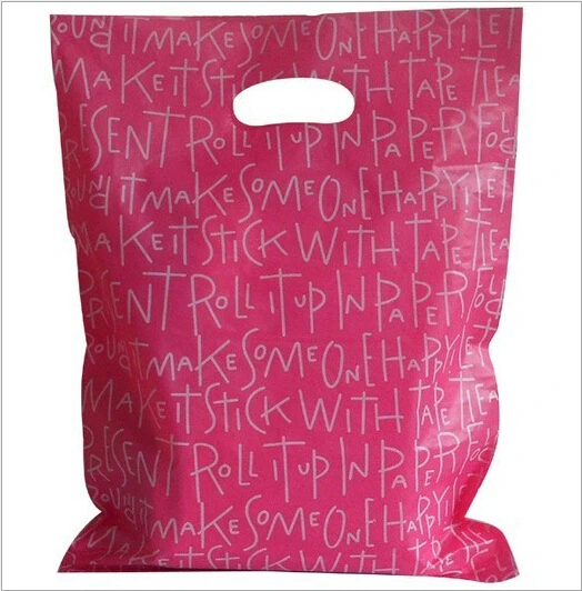 30x40cm shopping handle plastic gift bags/printed plastic packaging bag for shoes/ promotion bag