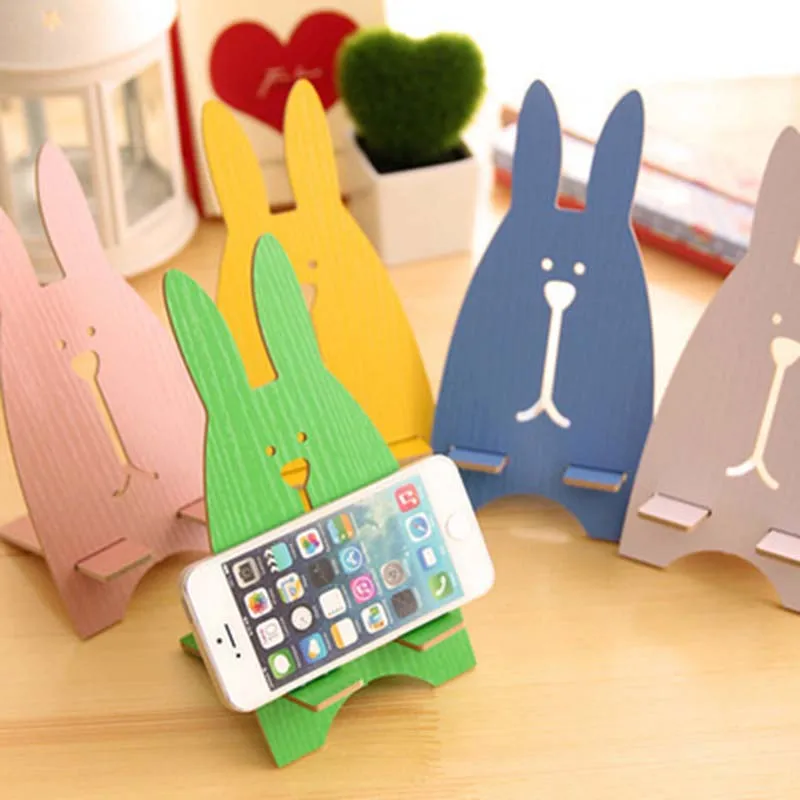 

19x9.3cm Cute rabbit shape wood mobile phone storage Holder Bracket Stand Base sundries storage rack desktop organizer 1piece