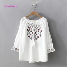 Blusa boêmia 2021 mulheres pulôver feminino primavera outono espanha estilo boho étnico alargamento manga camisa bordado blusas