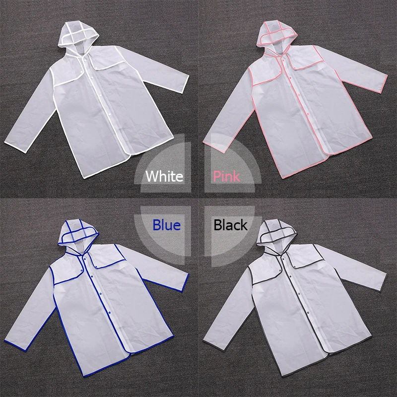 

Geekinstyle Short Fashion Colorful Edge Women EVA Transparent Raincoat Poncho Women Raincoat Adult Rain Coat Children's raincoat