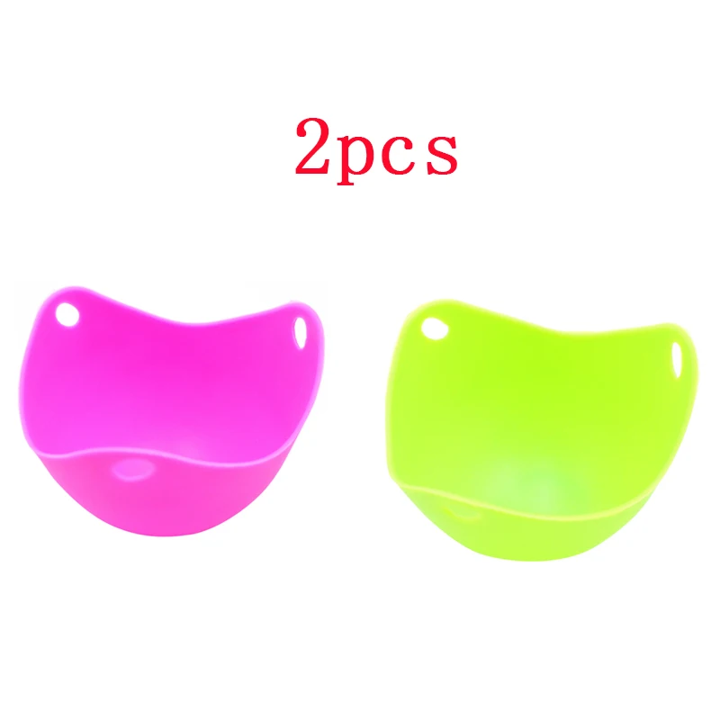 2Pcs Egg Tool Silicone Egg Poacher Cup Pancake Egg Poaching Pods DIY Baking Cookware Egg Boiler Kitchen Utensil Accessories - Цвет: Зеленый