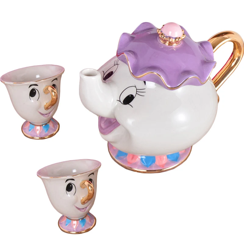 Чайный сервиз Mrs Potts фарфоровый чайный Красавица и Чудовище покрытый золотом 18 К