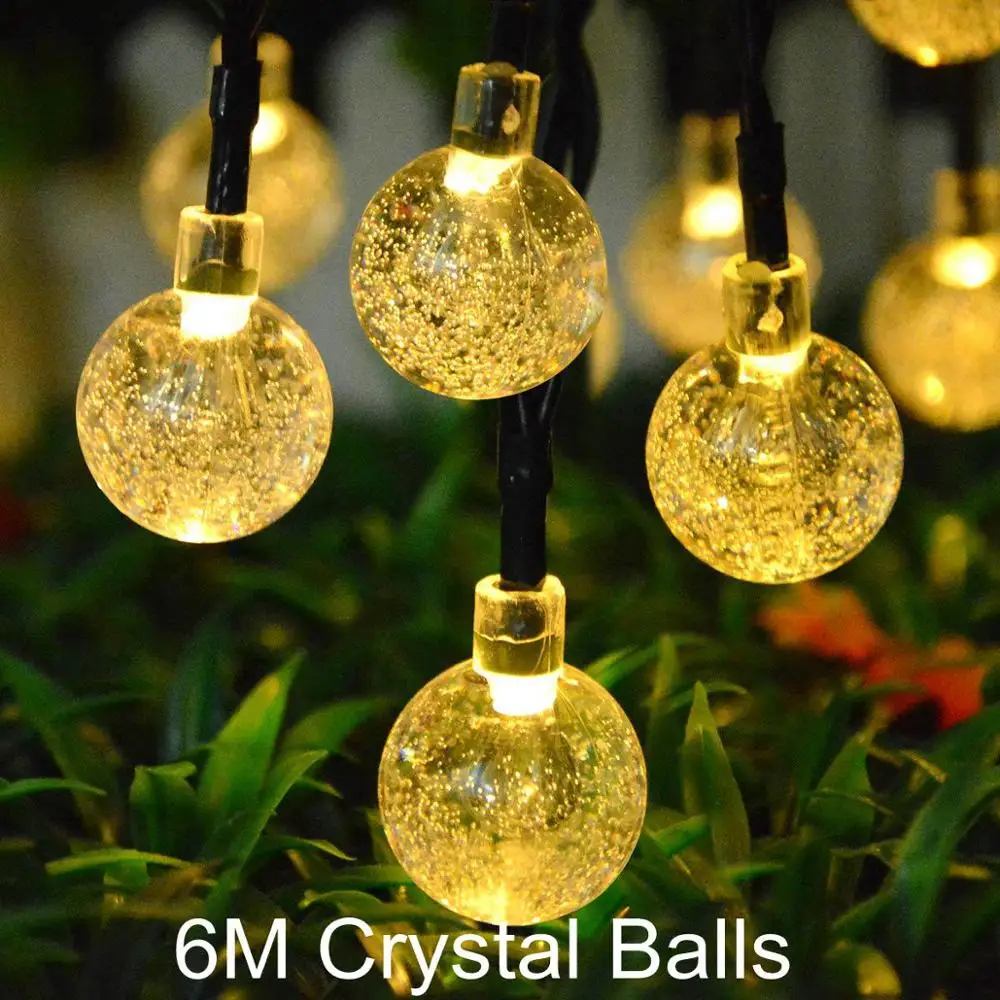 Сад Солнечный свет 5 м Глобус лампы Сказочный светодиодный струнный свет наружная Гирлянда для дерева праздник год Солнечный сад водонепроницаемый свет - Испускаемый цвет: 6M Crystal Ball