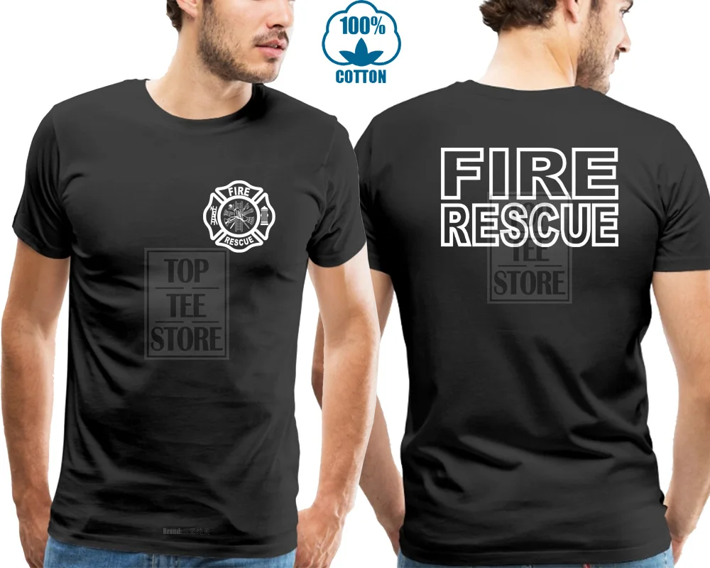 

Fire Rescue Firefighter Official Firemen Gear T Shirt Men'S Fashion T Shirt Hipster Tops Short Sleeve Tees