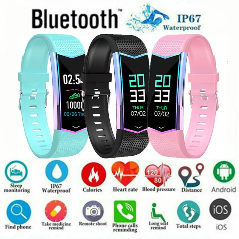 Умный браслет с цветным экраном HD 0 96 дюйма умный Bluetooth спортивные наручные часы