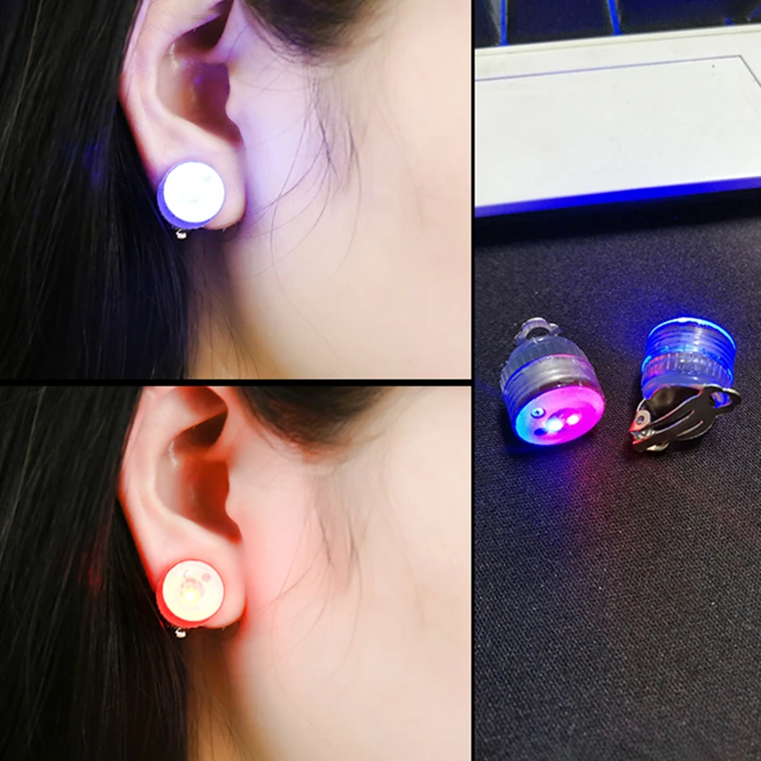 1 pair Flashing Blinking Earrings Charm LED Earring Light Up Ear Stud Jewelry Novelty Lighting for Dance Party | Лампы и освещение