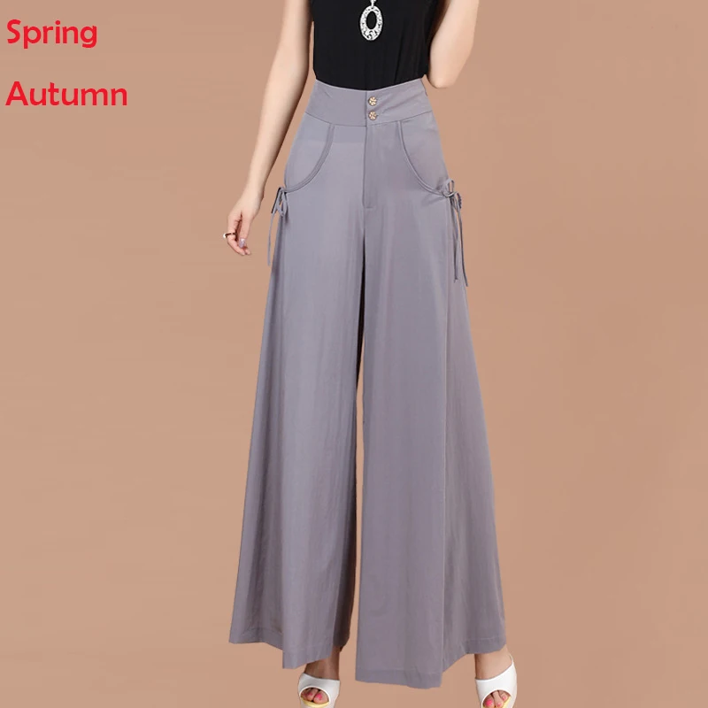 Плюс размер 5XL 6XL летние модные Женские однотонные свободные хлопковые брюки с высокой талией, женские повседневные юбки, брюки-кюлоты - Цвет: Spring Autumn 3
