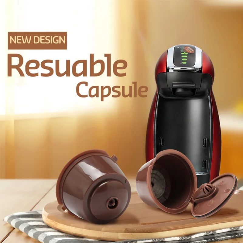 

3 Pieces Reusable Nescafe Dolce Gusto Coffee Capsule Filter Cup Refillable Caps Spoon Brush Filter Baskets Pod Soft Taste Sweet