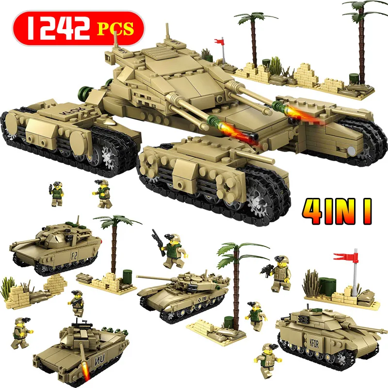 

SWAT City Police 1242pcs Tanks Model Building Blocks Compatible Legoed Military WW2 T90 M1A2 LECLERC Bricks Toy for Children