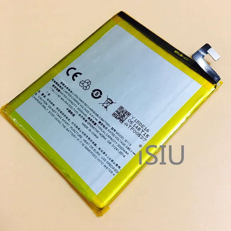 iSIU Phone Battery For Meizu M3s Mobile Phone Rechargeable Baterai BT15 3020mAh Internal Accessories Repair Tracking