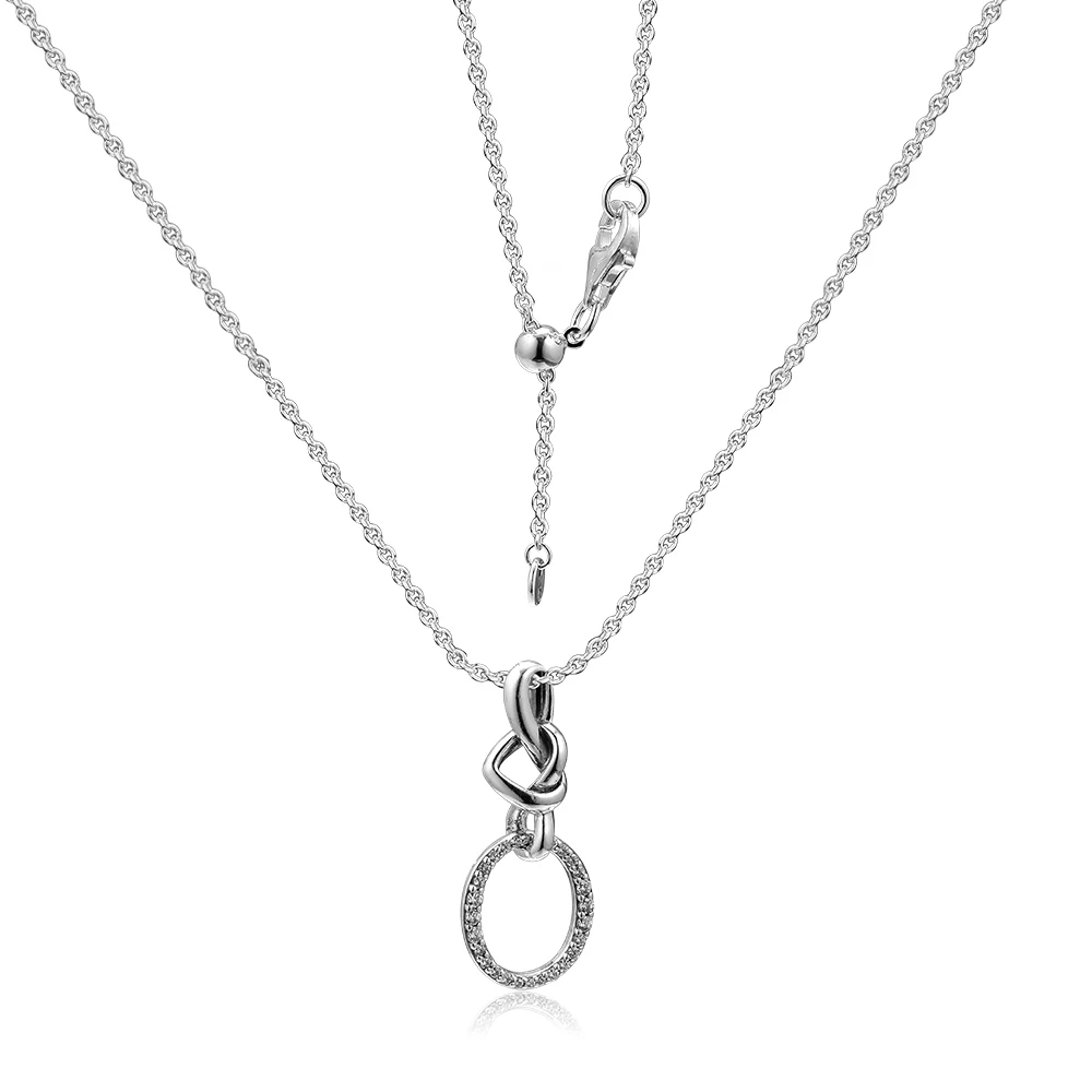 CKK Silver 925 Jewelry Knotted Heart Necklace For Women Sterlig Silver Original Pendant Mother's Day Gift