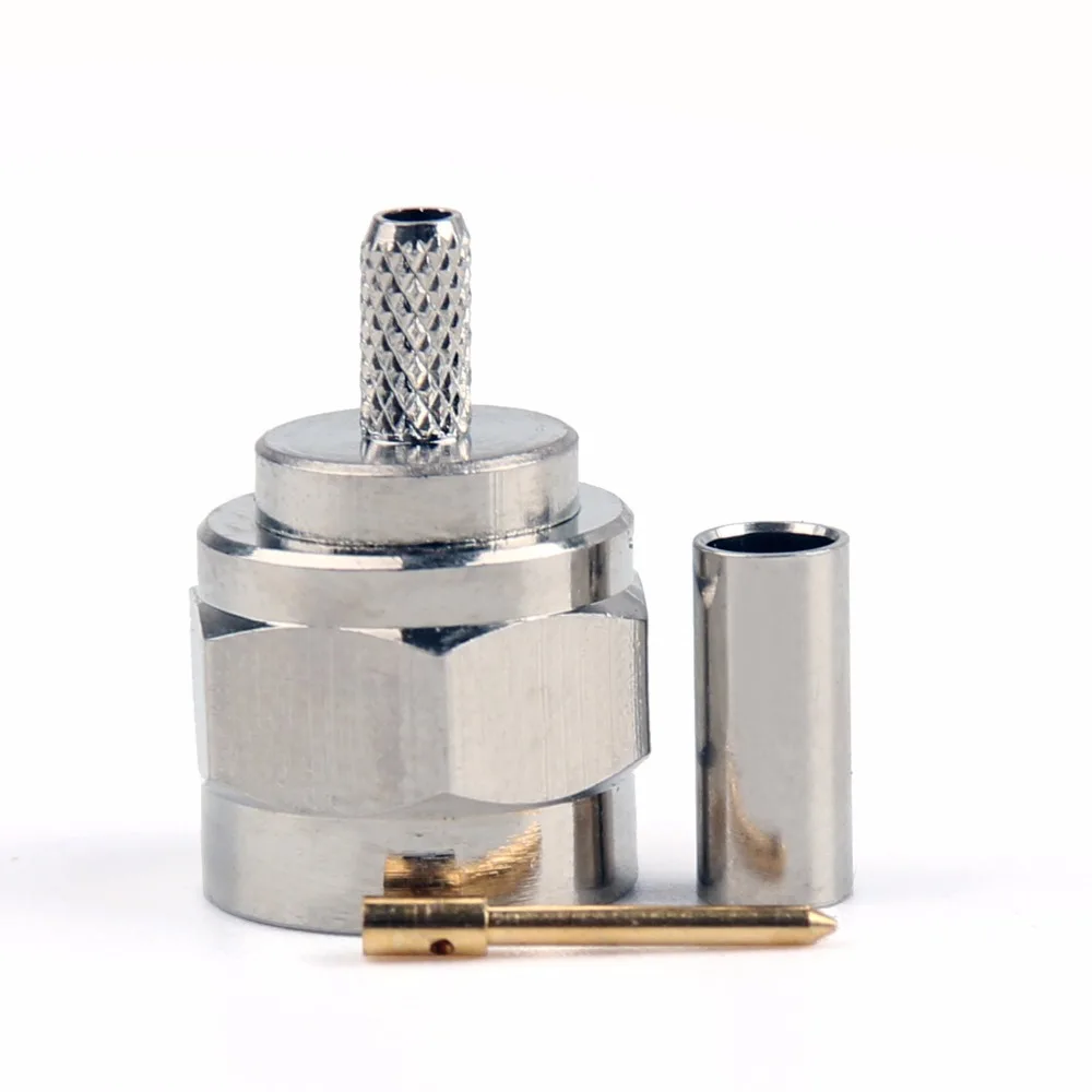 

Areyourshop F Male Plug Crimp RG174 RG316 LMR100 Cable Straight 10Pcs Connector 50ohm Nickel Plating Plug Jack