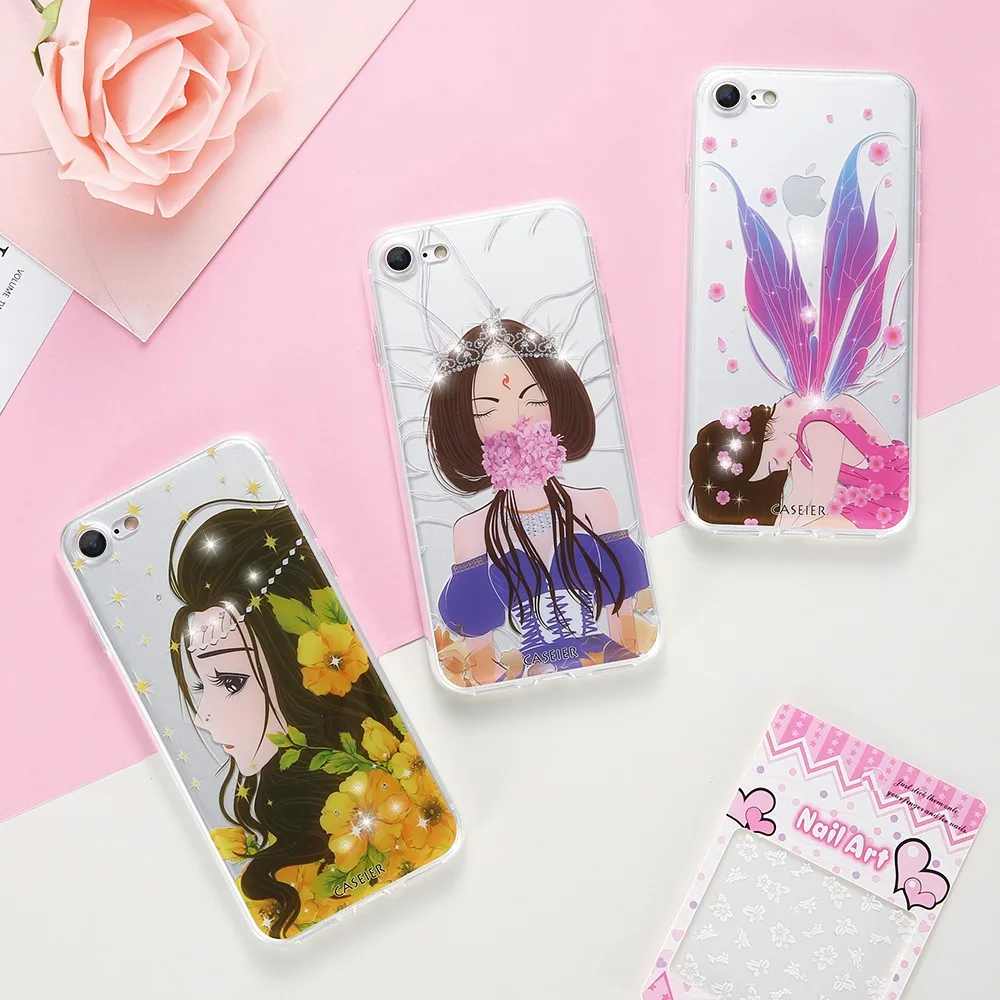 Caseier силиконовый красивый чехол для iPhone 5 5S SE телефона с блестками и стразами