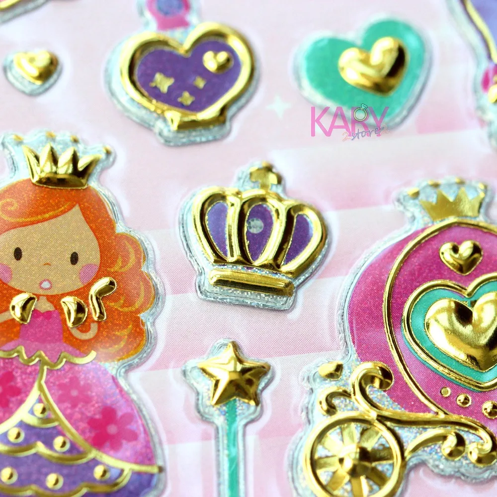 

Cinderella Crystal Shoes Pumpkin Car Princess Scrapbooking Shiny Sparkle Undulate Stickers Emoji Reward Kids Children Toys
